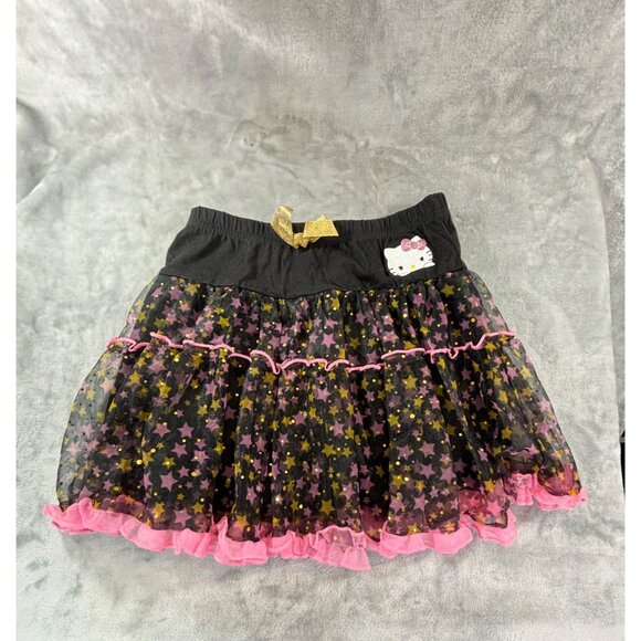 Hello Kitty Skirt Girl's Large 10/12 black, pink and gold ruffled skirt - Picture 8 of 8